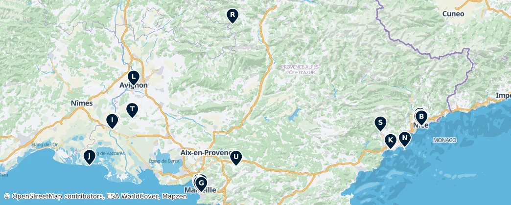 Map of Provence-Alpes-Côte d'Azur