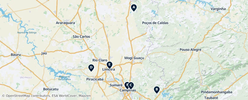Map of Região Intermediária de Campinas