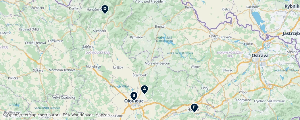 Map of Région d'Olomouc