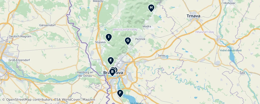 Map of Région de Bratislava