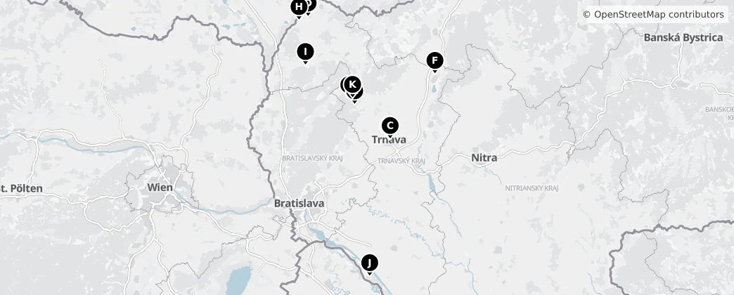 Map of Région de Trnava