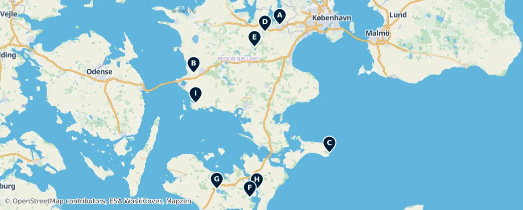 Map of Sjælland