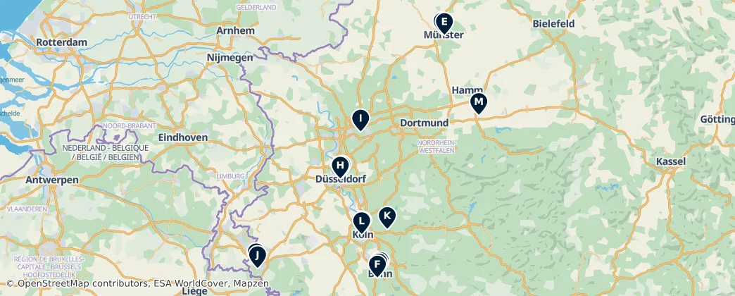 Map of Rhénanie-du-Nord-Westphalie