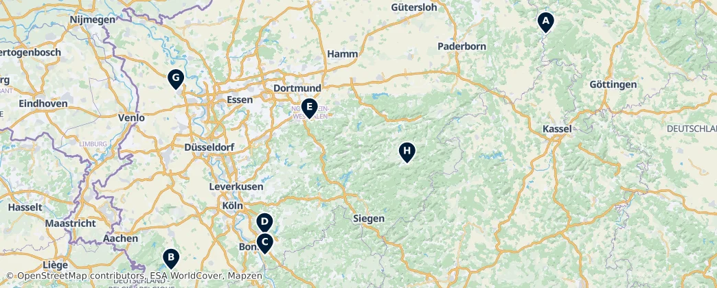 Map of Rhénanie-du-Nord-Westphalie