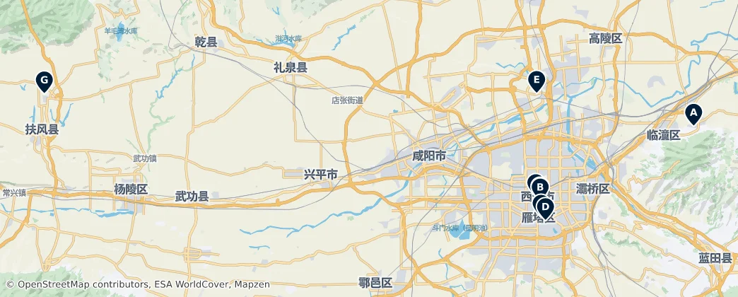 Map of Shǎnxī