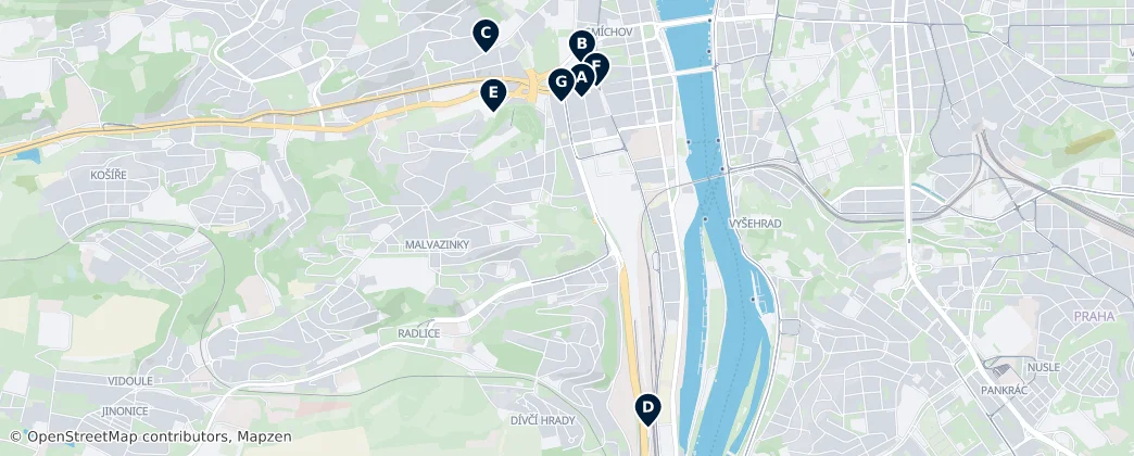 Map of Smíchov