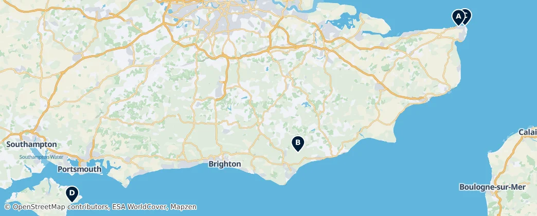 Map of Circonscription d'Angleterre du Sud-Est