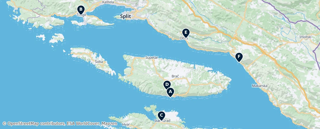 Map of Comitat de Split-Dalmatie