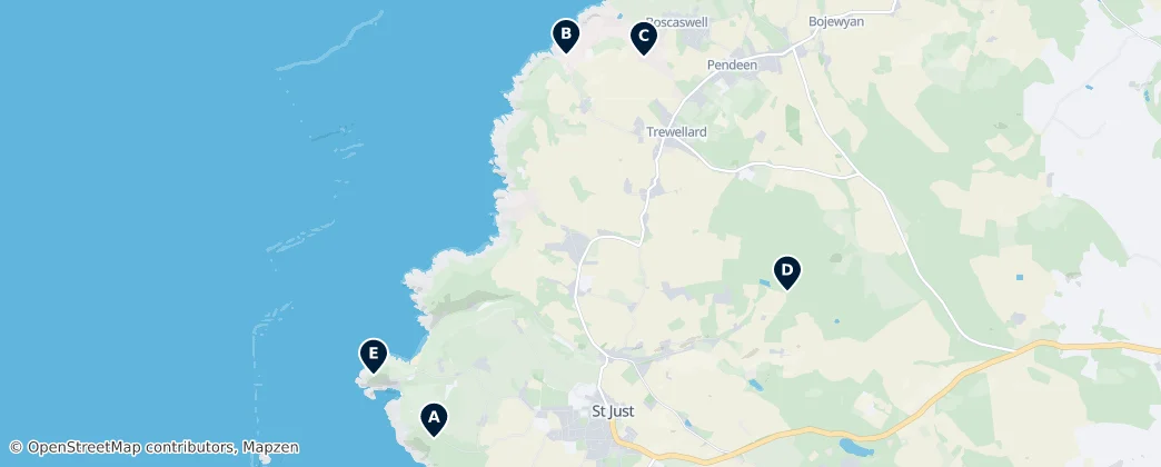 Map of St Just in Penwith