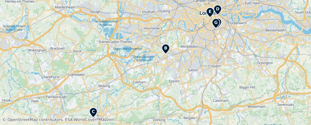 Map of Surrey