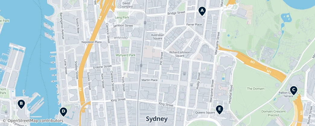 Map of Centre d'affaires de Sydney