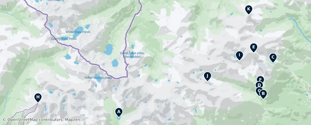 Map of Vysoké Tatry