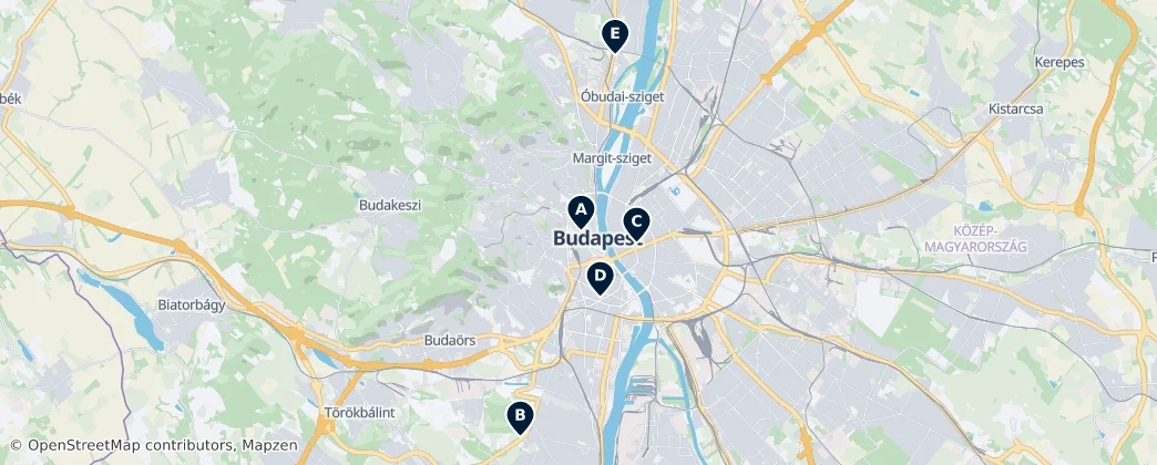 Map of Central Hungary
