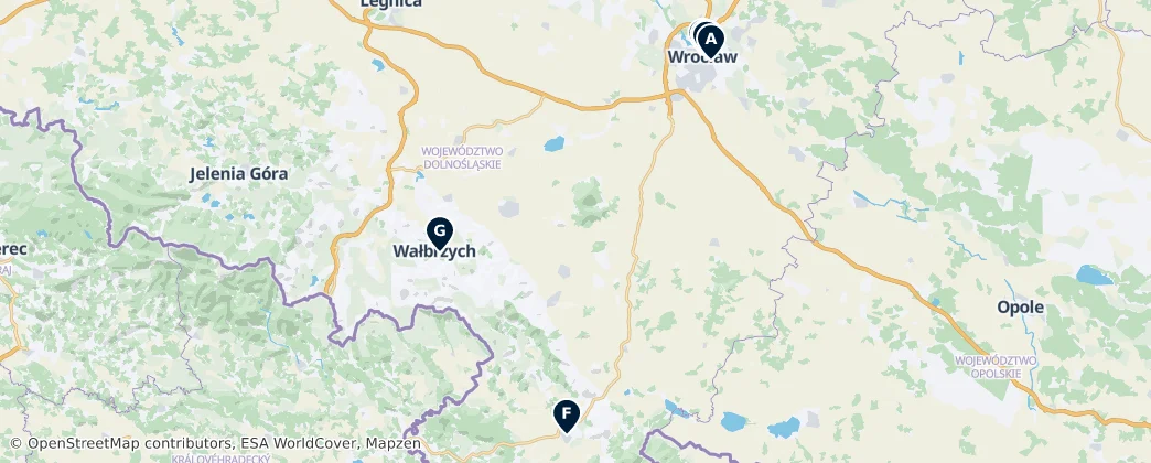 Map of Lower Silesian Voivodeship