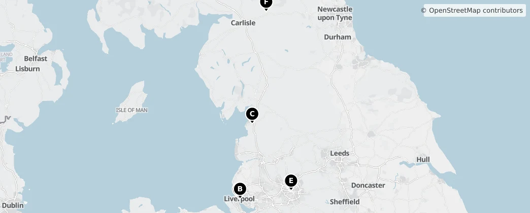 Map of North West England