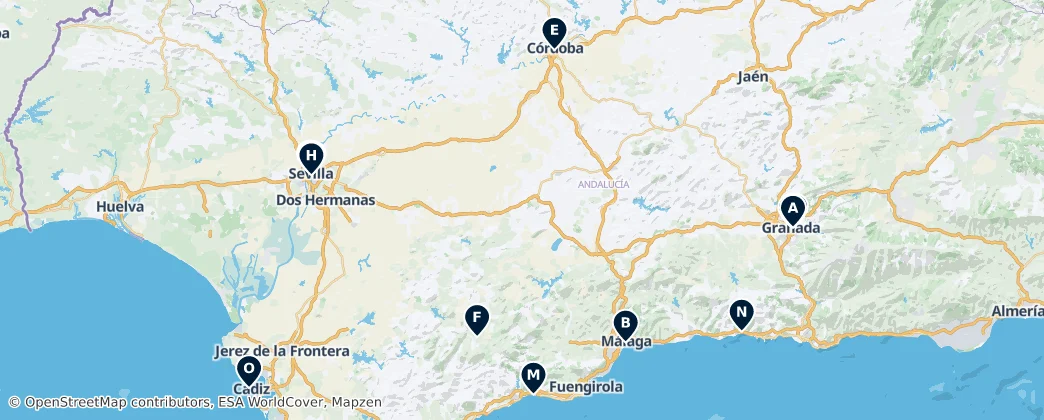 Map of Andalúzia