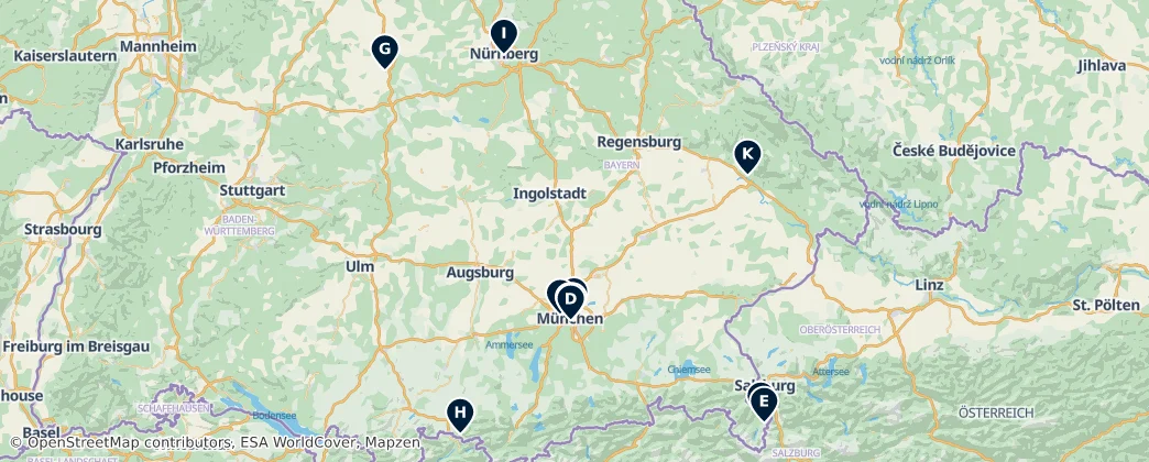 Map of Bajorország