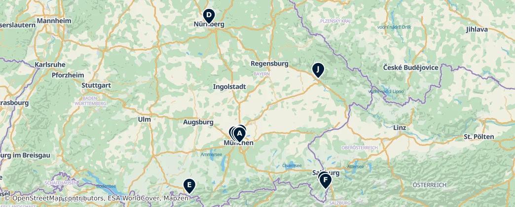 Map of Bajorország