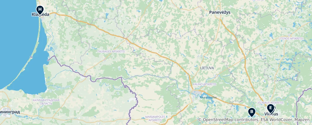 Map of Lithuania (land mass)