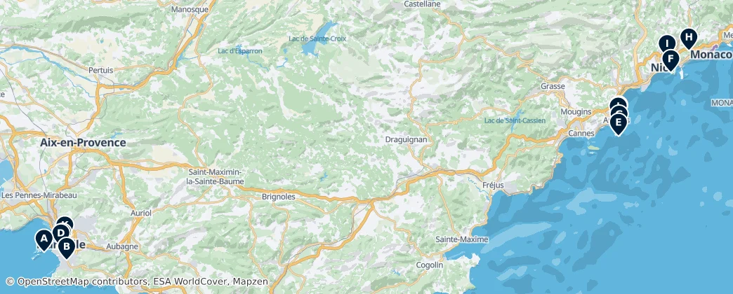 Map of Provence–Alpes–Côte d’Azur