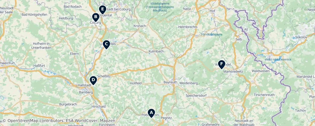 Map of Felső-Frankföld