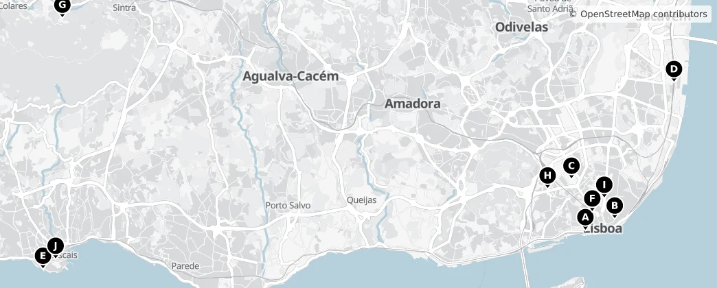 Map of Grande Lisboa szubrégió