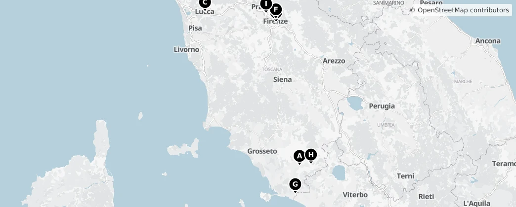 Map of Toszkána