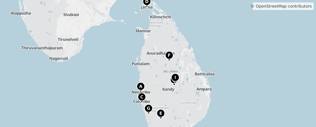 Map of Srí Lanka