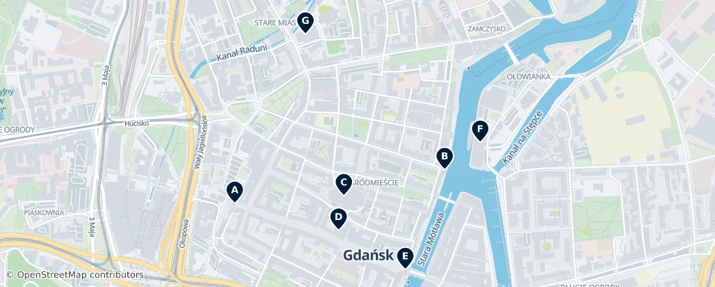 Map of Śródmieście, Gdańsk