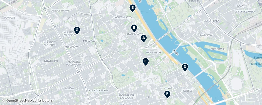 Map of Śródmieście, Warsaw