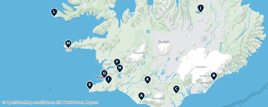 Map of Ísland