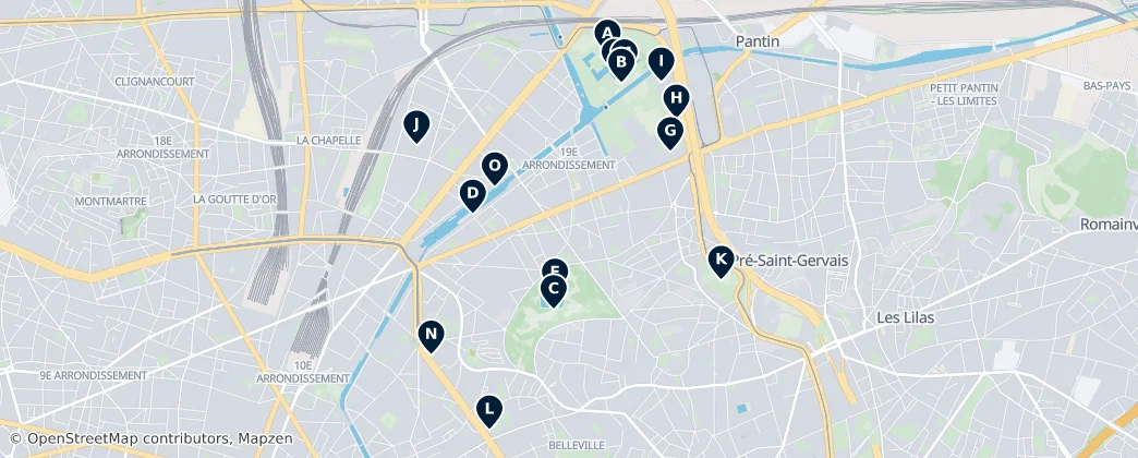 Map of XIX arrondissement di Parigi