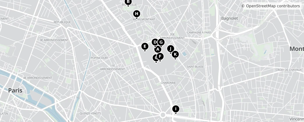 Map of XX arrondissement di Parigi