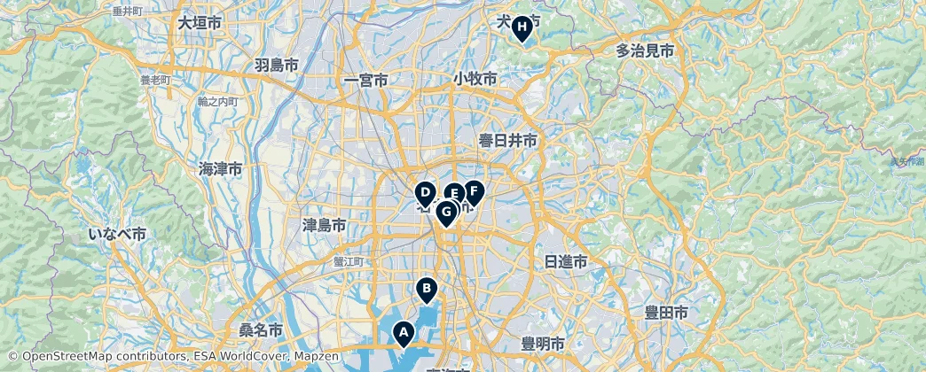 Map of Prefettura di Aichi