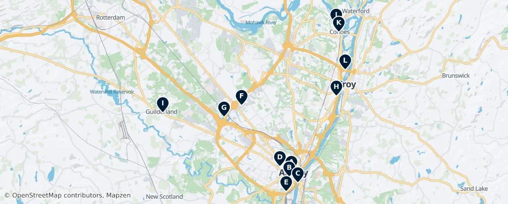Map of Contea di Albany