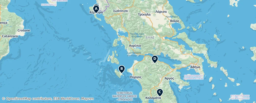 Map of Decentralized Administration of Peloponnese, Western Greece and the Ionian