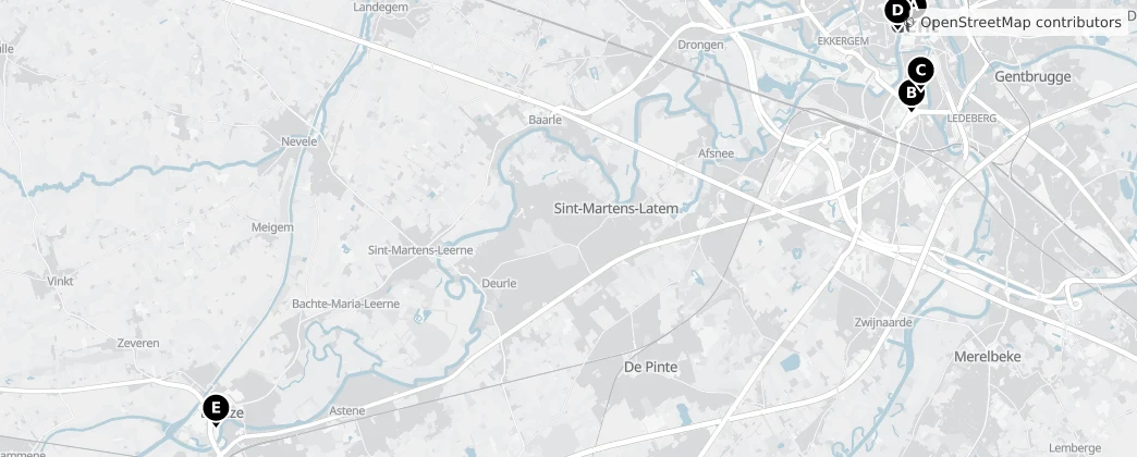 Map of Arrondissement di Gand