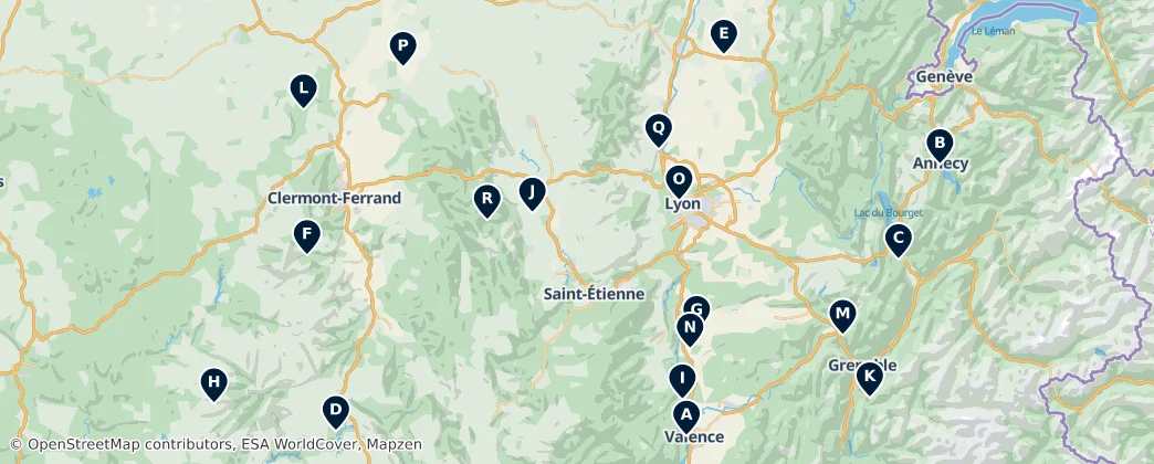Map of Alvernia-Rodano-Alpi