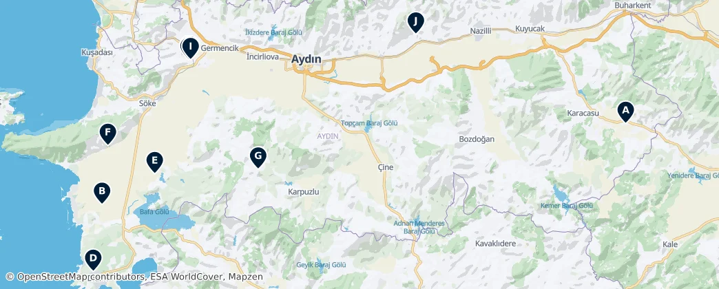 Map of Provincia di Aydın