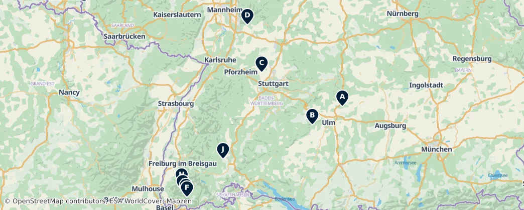 Map of Baden-Württemberg