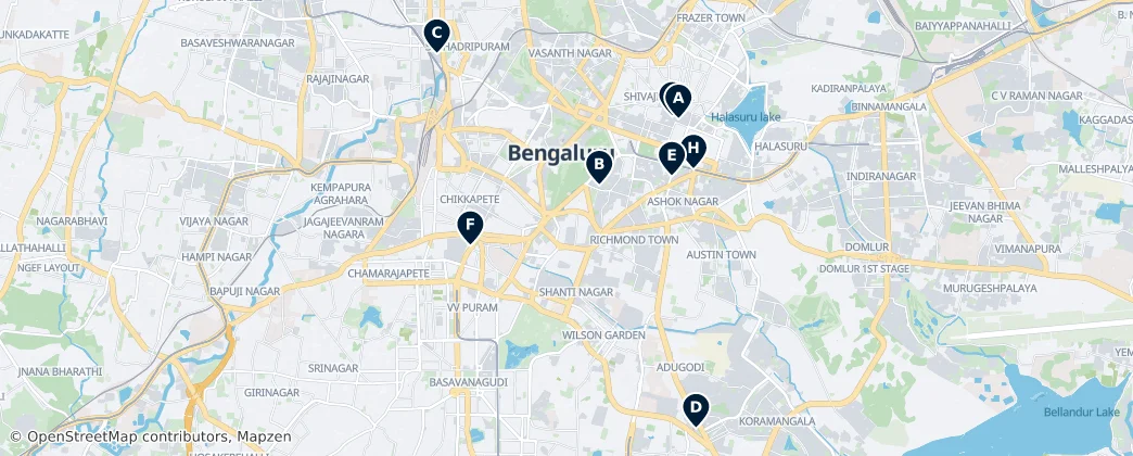 Map of Bangalore Urban