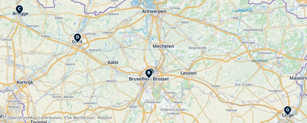Map of België / Belgique / Belgien (land mass)