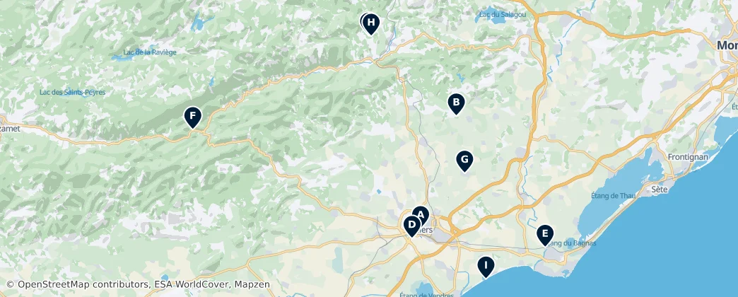 Map of Arrondissement di Béziers