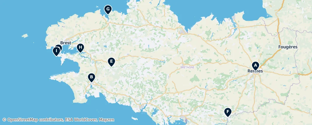 Map of Bretagne