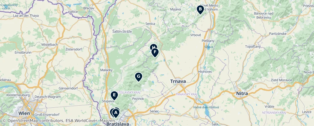 Map of Little Carpathians Protected Landscape Area
