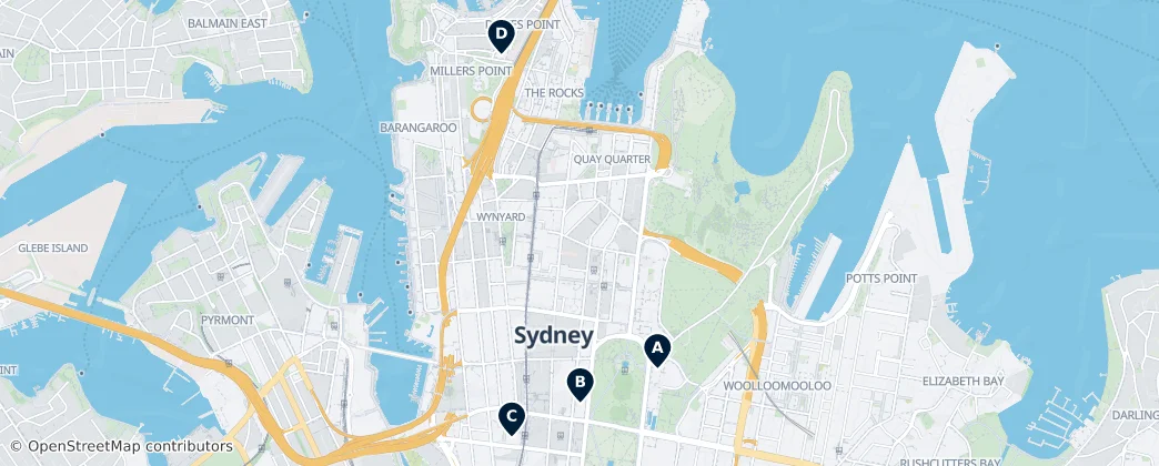 Map of Città di Sydney