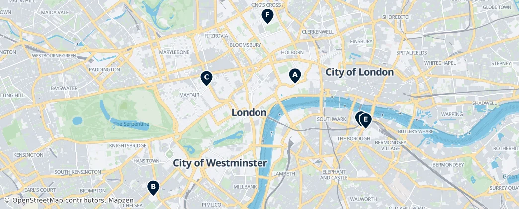 Map of Città di Westminster