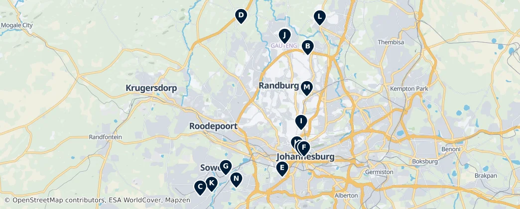 Map of Municipalità metropolitana di Johannesburg