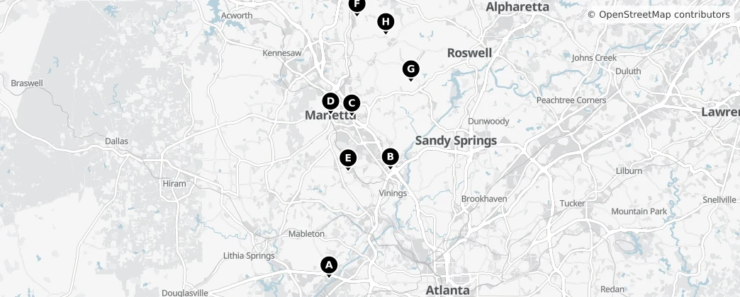 Map of Contea di Cobb