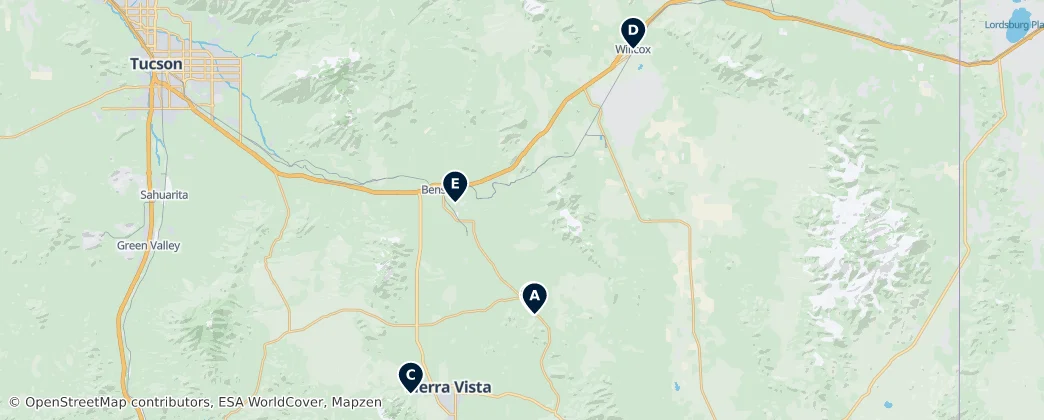 Map of Contea di Cochise